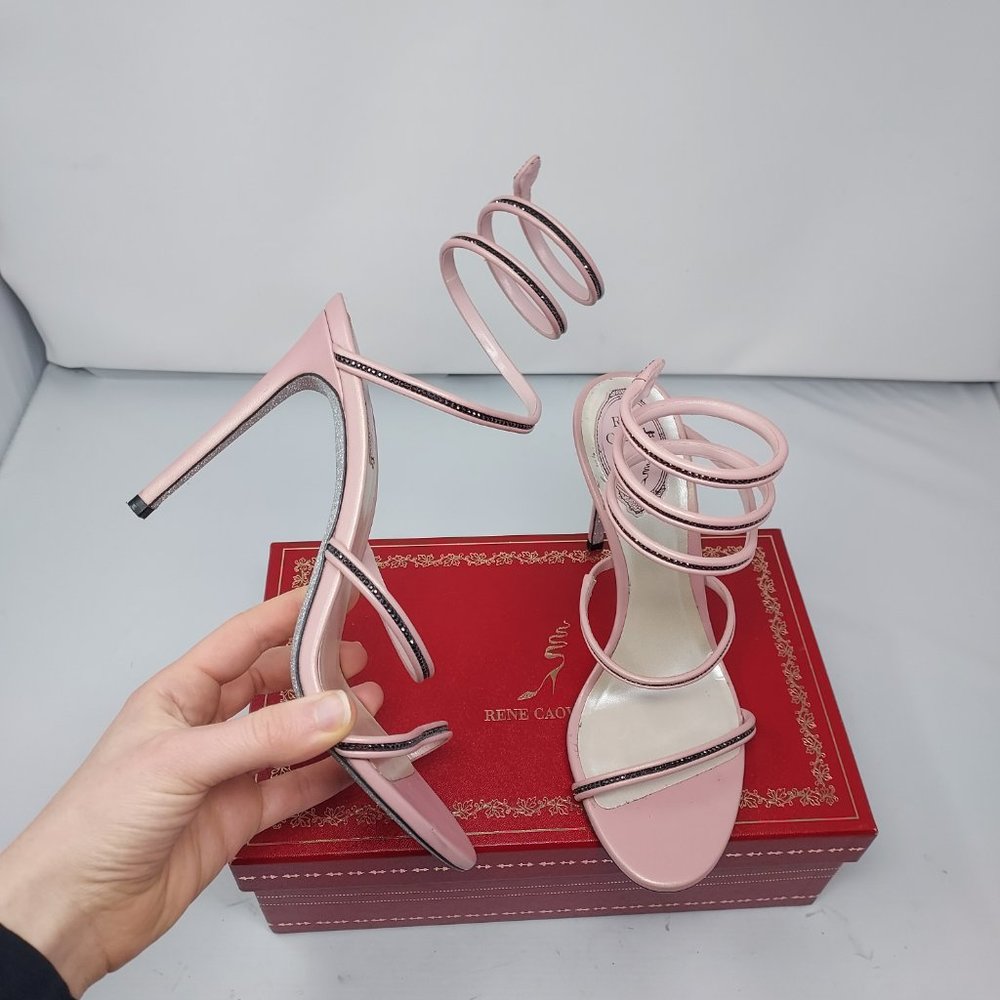 RENE CAOVILLA Cleo Crystal Embellished Heel Sandals